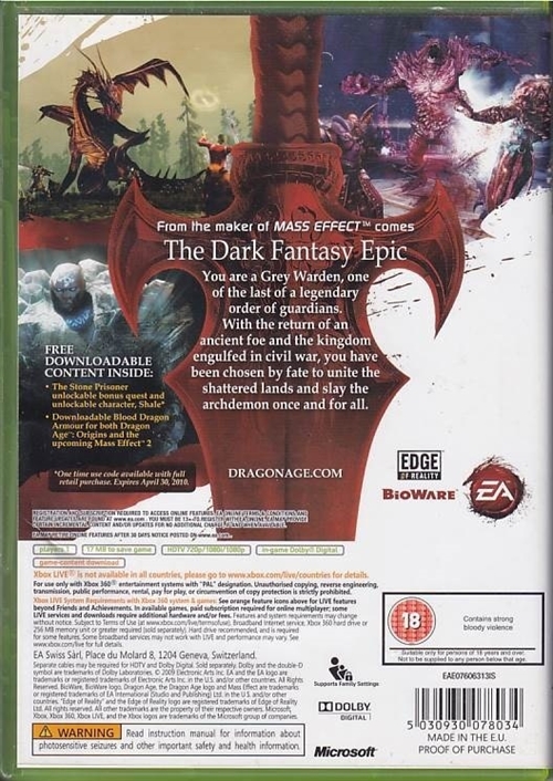 Dragon Age Origins - XBOX 360 (B Grade) (Genbrug)